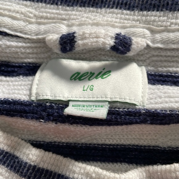 Aerie oversized shirt size large white and blue - Picture 2 of 6